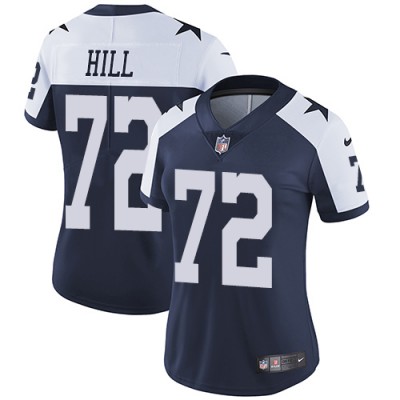 Nike Dallas Cowboys #72 Trysten Hill Navy Blue Thanksgiving Women's Stitched NFL Vapor Throwback Limited Jersey
